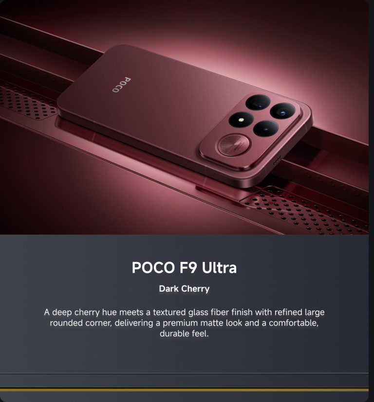گوشی POCO F9 Ultra رنگ Dark Cherry نمای پشت و ماژول دوربین